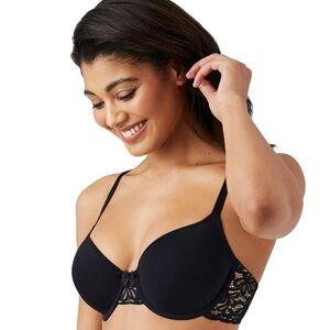 WACOAL All Dressed Up Black W/ Lace‎ Inserts T-Shirt Bra STYLE 853166 Sz 38D